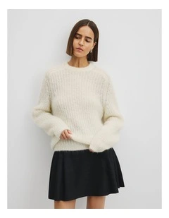 Fluffy Crew Neck Knit in Bone