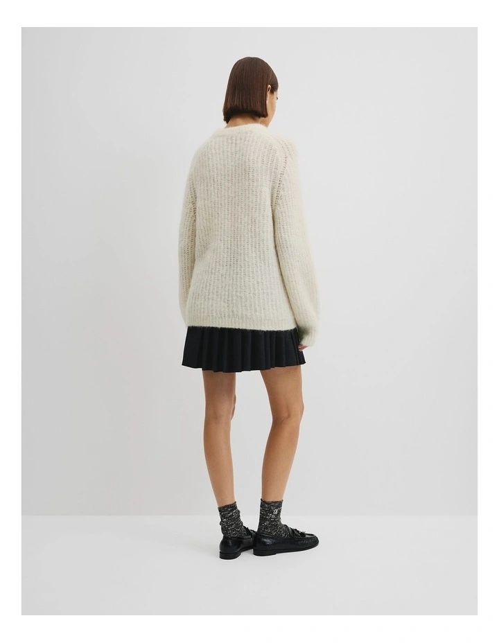 Fluffy Crew Neck Knit in Bone image 4