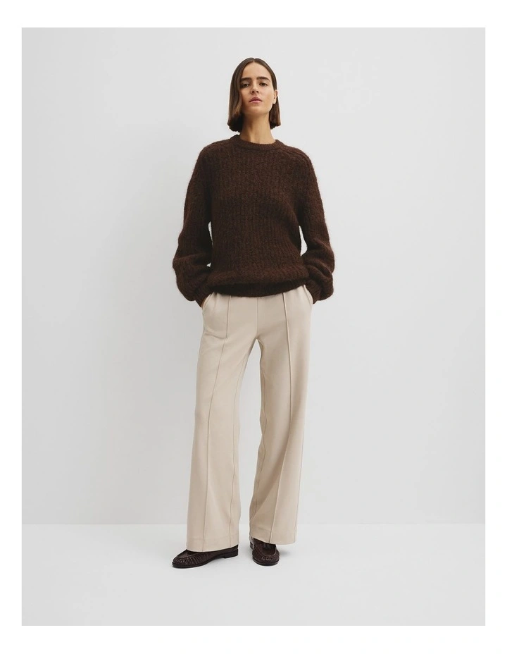 Fluffy Crew Neck Knit in Cocoa Bean image 2