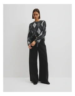 Argyle Crew Neck Knit in Black