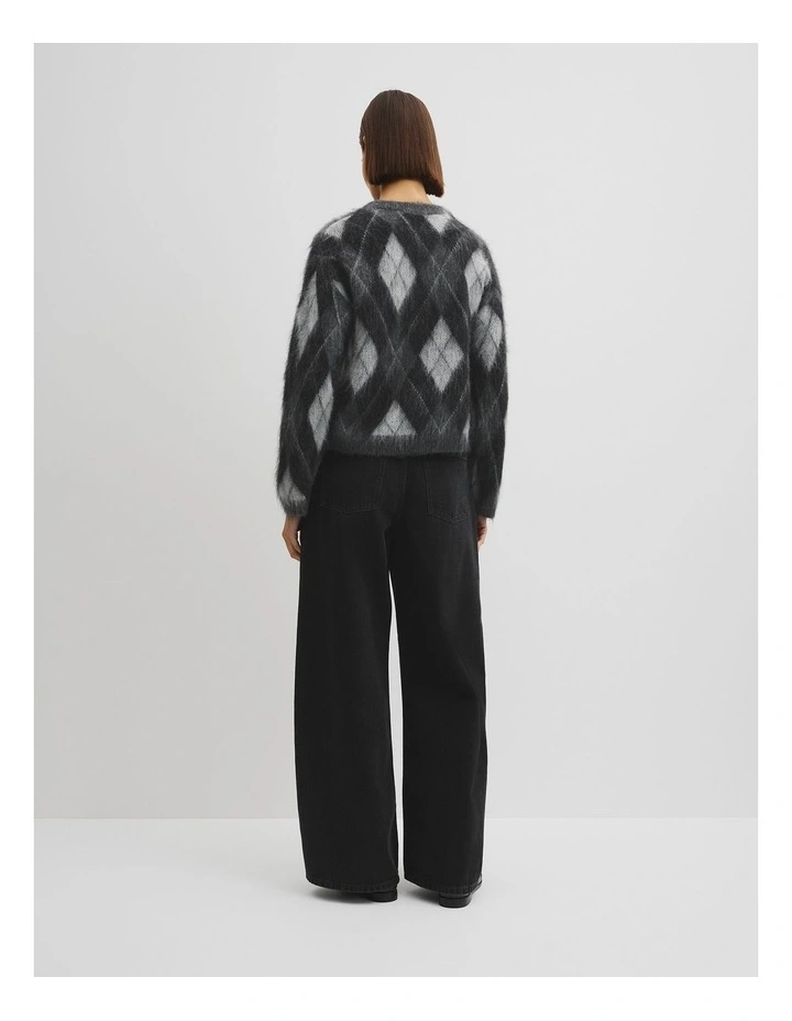 Argyle Crew Neck Knit in Black image 5