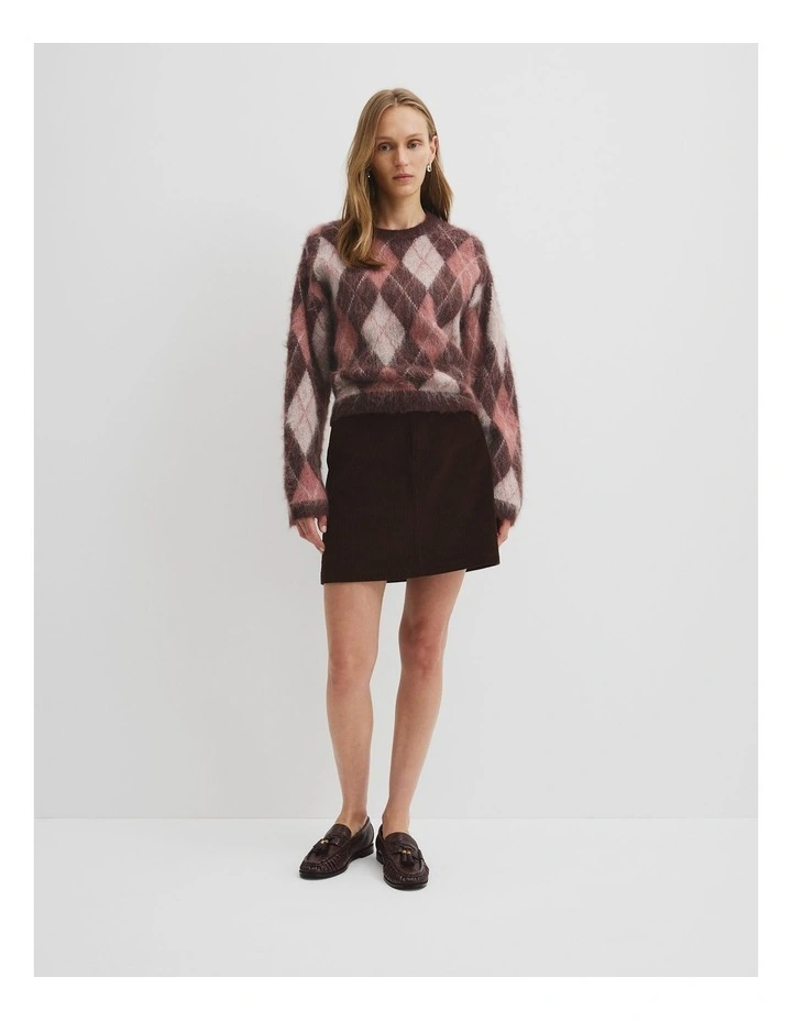 Argyle Crew Neck Knit in Cocoa Bean image 4