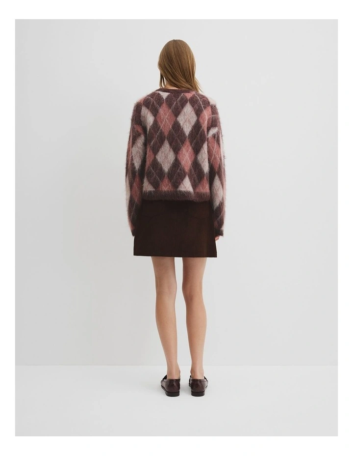 Argyle Crew Neck Knit in Cocoa Bean image 5