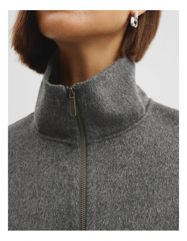 Zip Through Crop Jacket in Grey Marle image 4