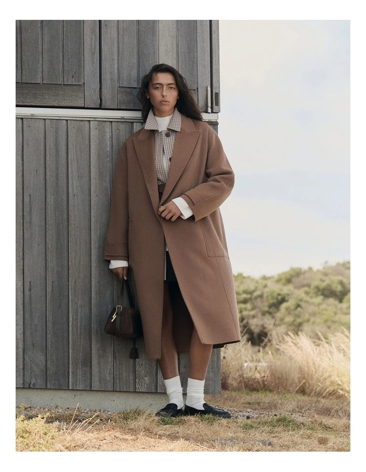 Soft Lapel Coat in Pecan image 2