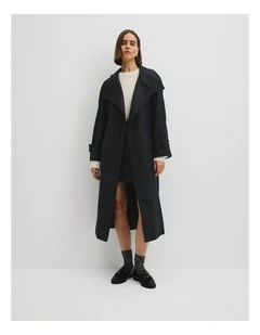 Check Funnel Coat in Charcoal Check