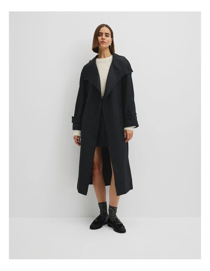 Check Funnel Coat in Charcoal Check image 1