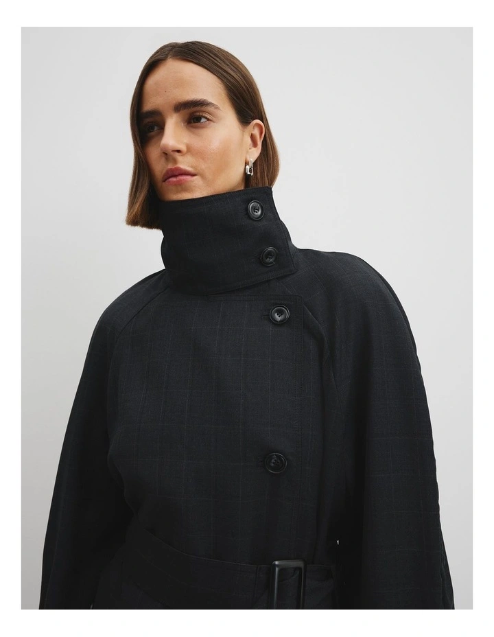 Check Funnel Coat in Charcoal Check image 4