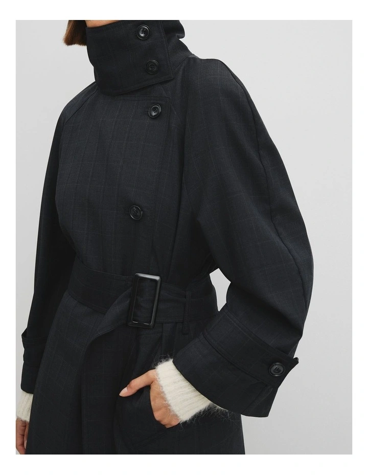 Check Funnel Coat in Charcoal Check image 5