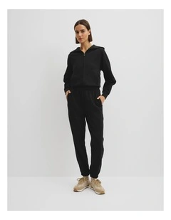 Australian Cotton Cuffed Track Pant in Black
