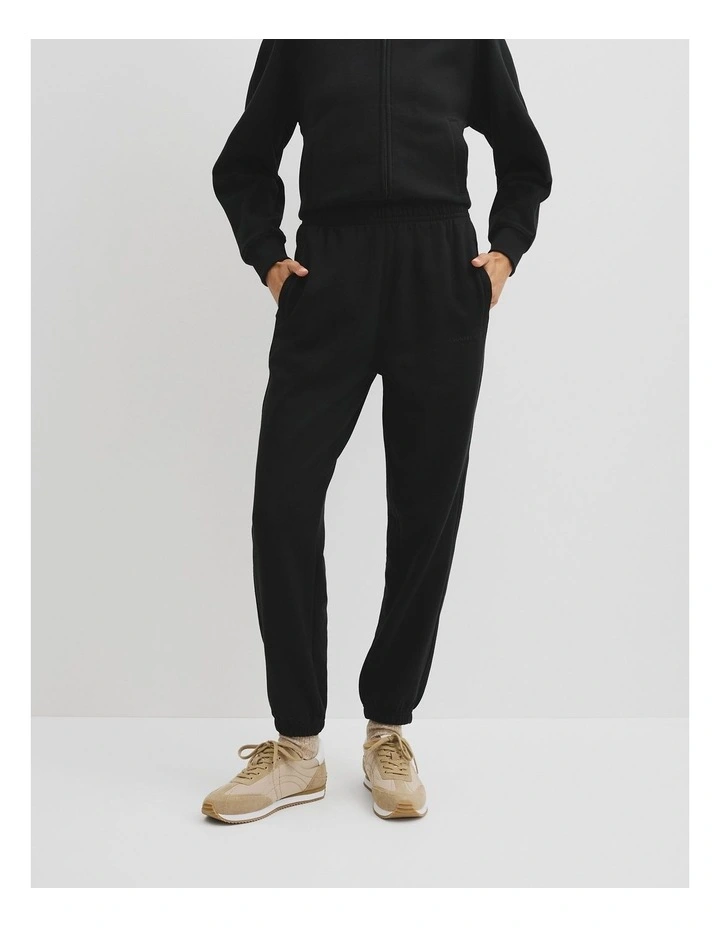 Australian Cotton Cuffed Track Pant in Black image 2