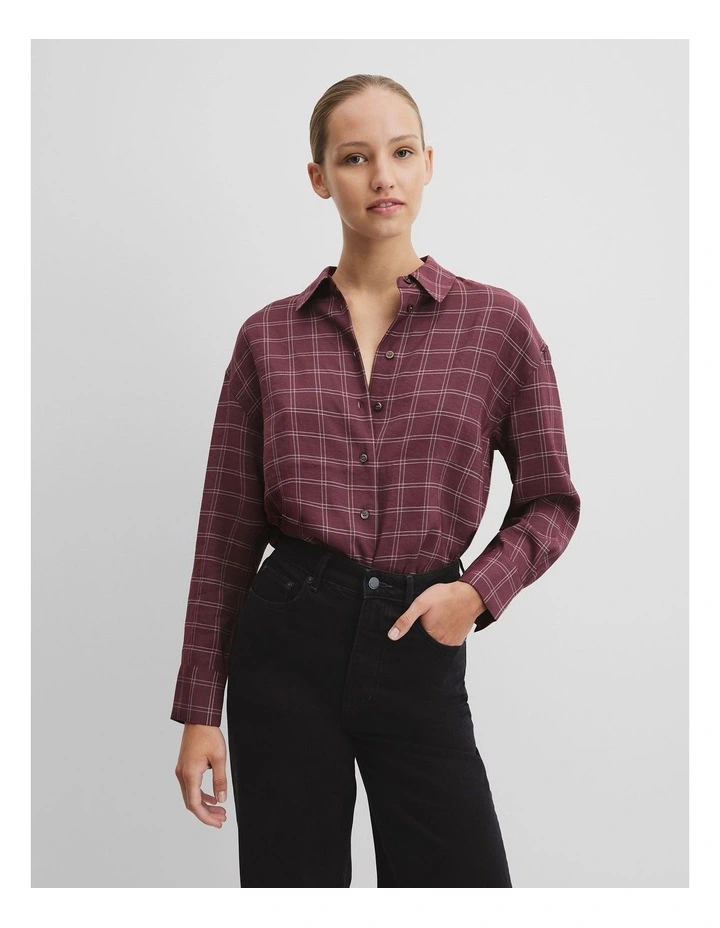 Relaxed Check Shirt in Mulberry image 1