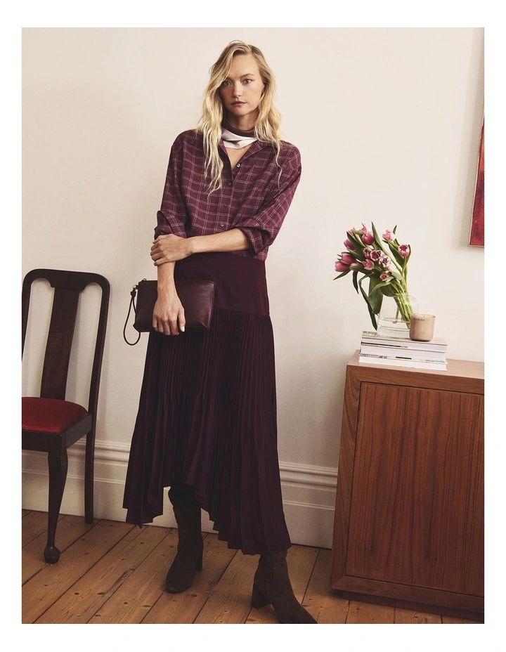 Relaxed Check Shirt in Mulberry image 2