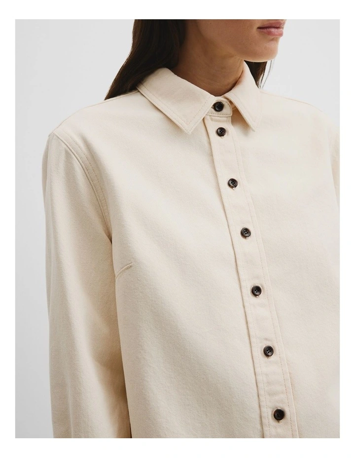 Relaxed Denim Shirt in Ecru image 2