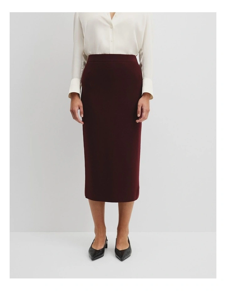 Compact Wool Knit Skirt in Mulberry image 2