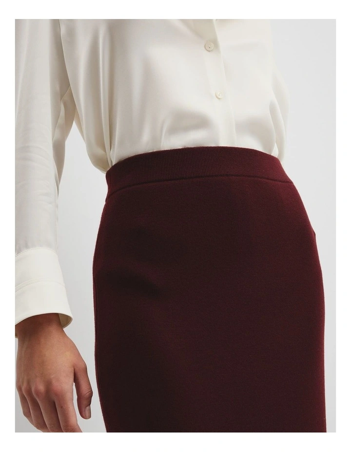 Compact Wool Knit Skirt in Mulberry image 3