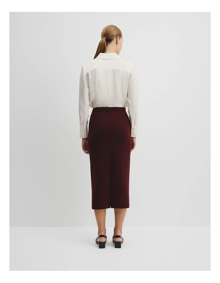 Compact Wool Knit Skirt in Mulberry image 4