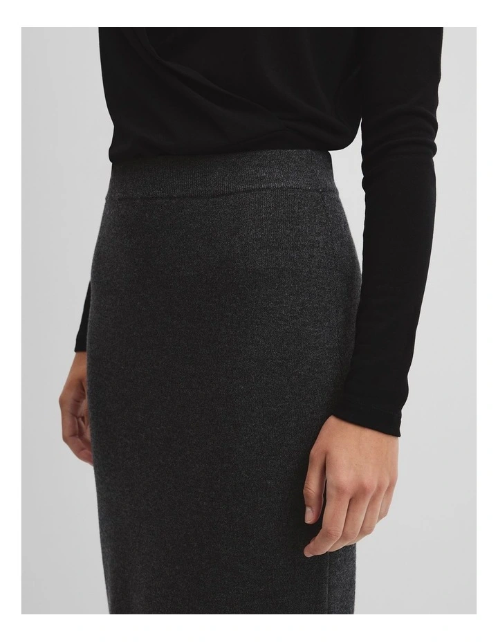 Compact Wool Knit Skirt in Charcoal Marle image 3