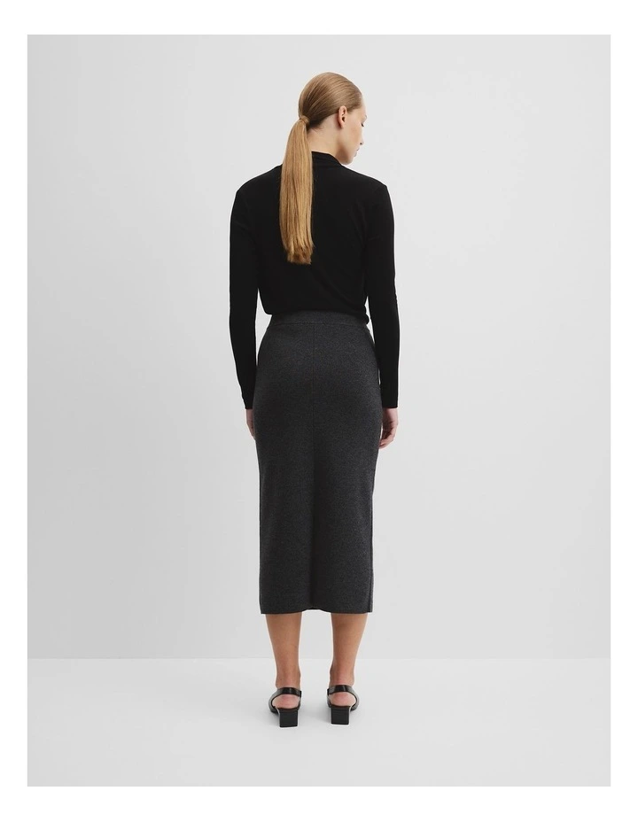 Compact Wool Knit Skirt in Charcoal Marle image 4