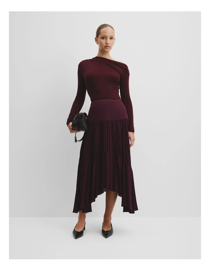 Plisse Midi Skirt in Mulberry image 1