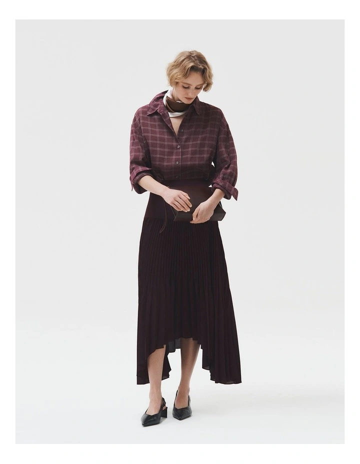 Plisse Midi Skirt in Mulberry image 2