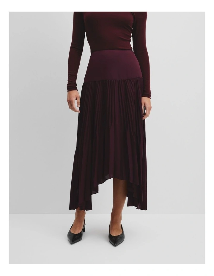 Plisse Midi Skirt in Mulberry image 3
