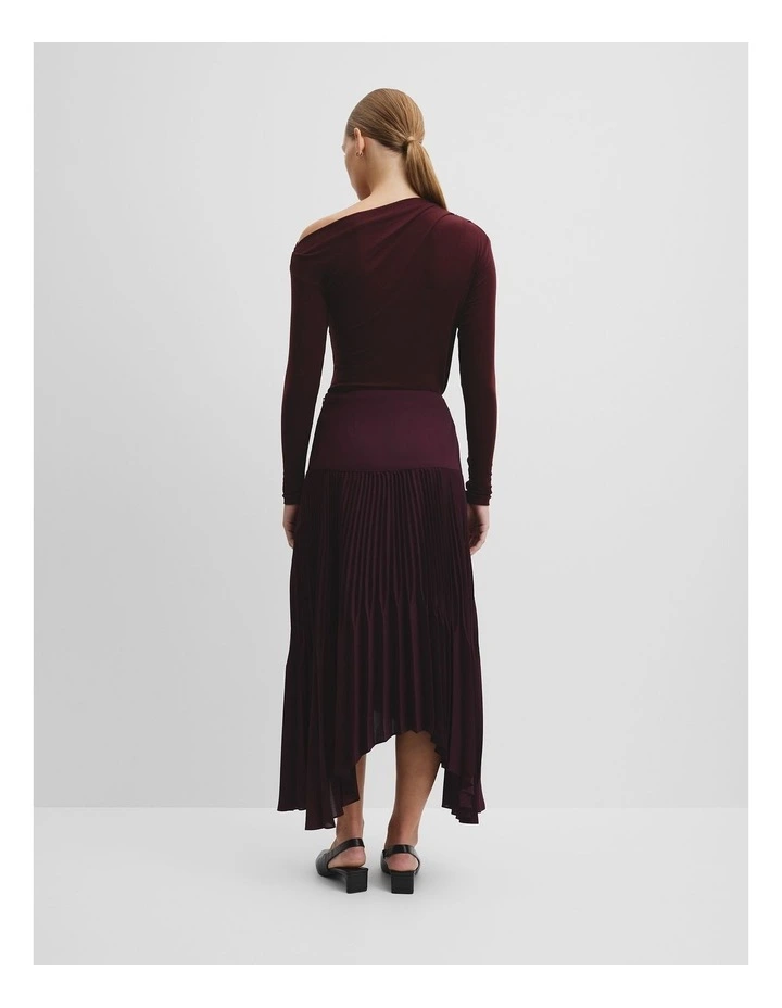 Plisse Midi Skirt in Mulberry image 5