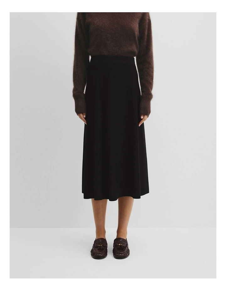 Compact Knit Skirt in Black image 2