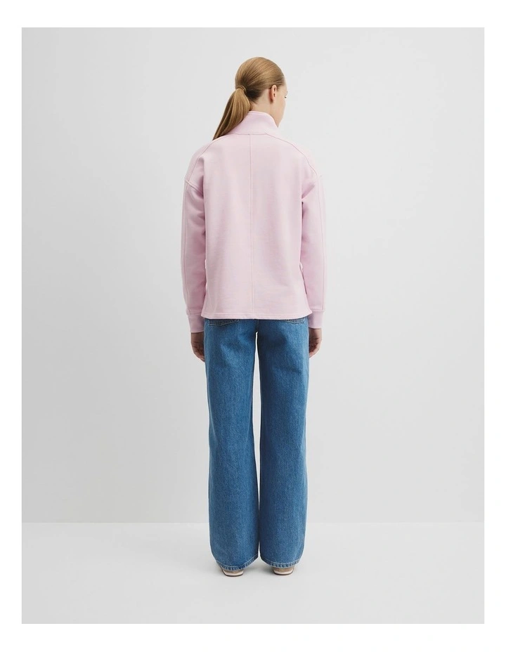 Australian Good Earth Cotton Zip Neck Sweat in Ice Pink image 4