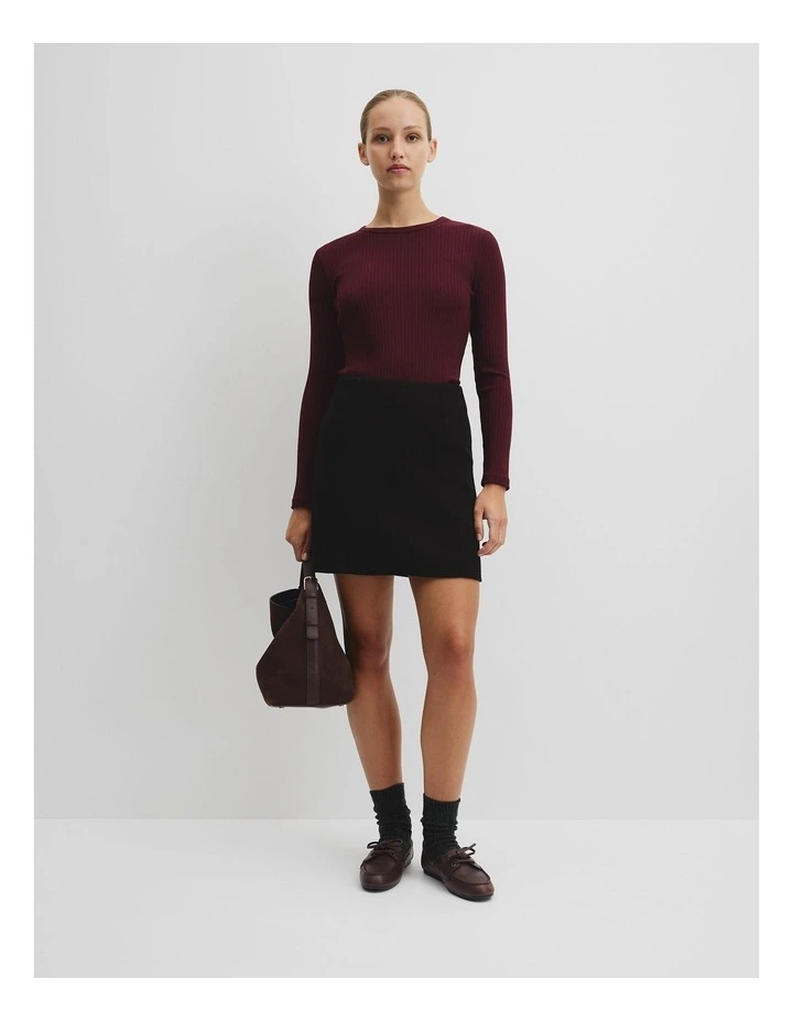 Long Sleeve Rib Top in Mulberry image 3