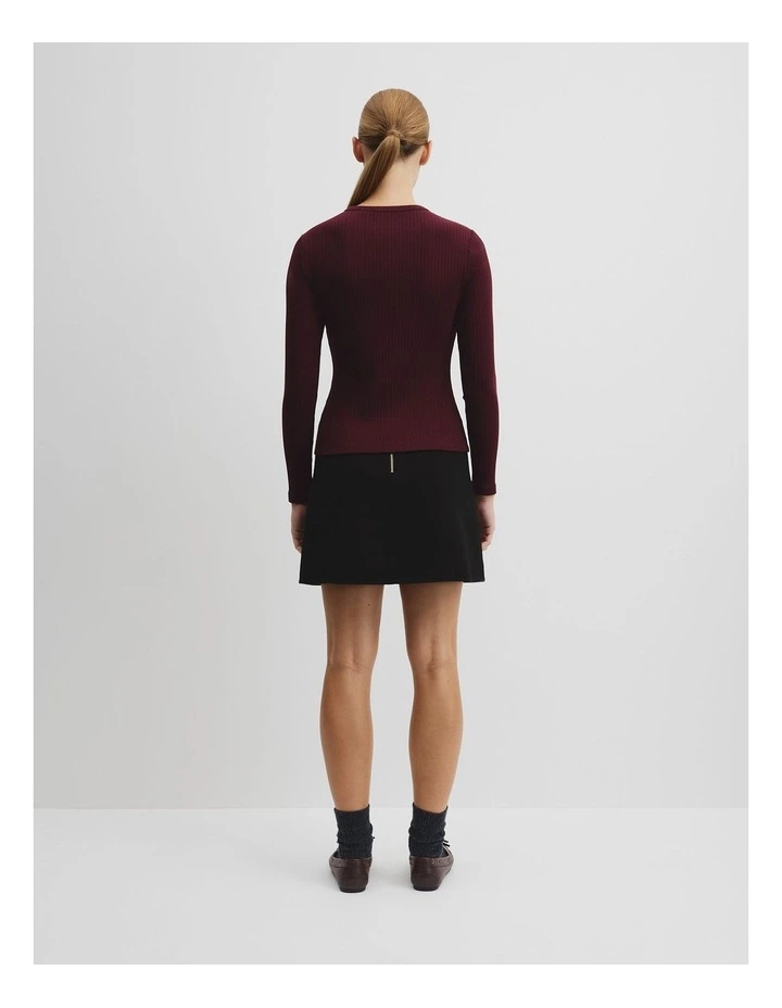Long Sleeve Rib Top in Mulberry image 4