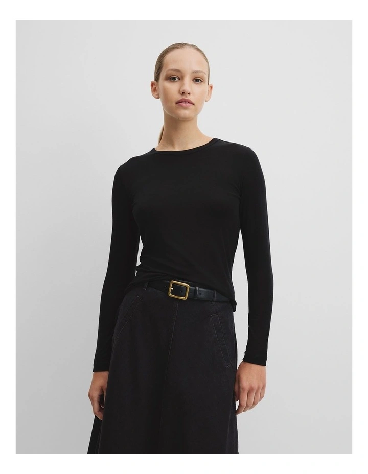Soft Long Sleeve T-shirt in Black image 1
