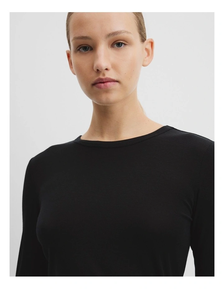 Soft Long Sleeve T-shirt in Black image 2