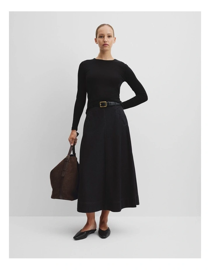 Soft Long Sleeve T-shirt in Black image 3