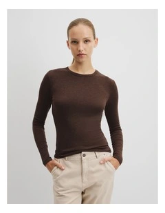 Soft Long Sleeve T-shirt in Cocoa Marle