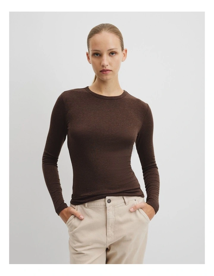 Soft Long Sleeve T-shirt in Cocoa Marle image 1