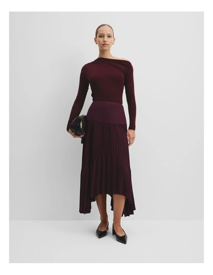 One Shoulder Long Sleeve Top in Mulberry image 3
