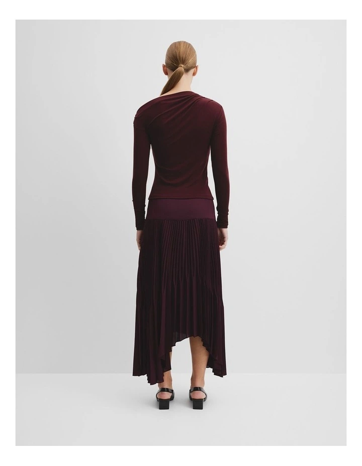 One Shoulder Long Sleeve Top in Mulberry image 4