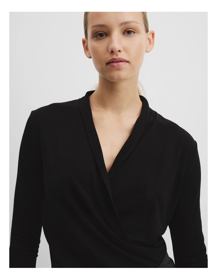Cowl Neck Top in Black image 3