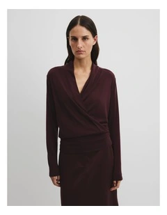 Cowl Neck Top in Mulberry