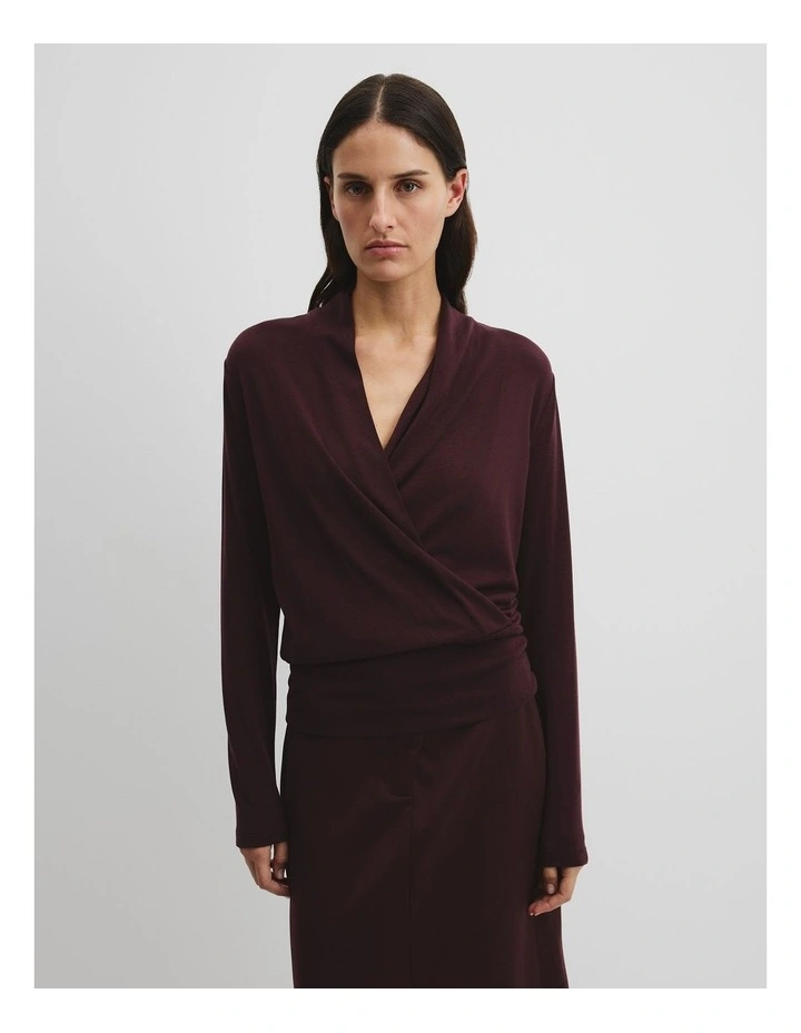 Cowl Neck Top in Mulberry image 1