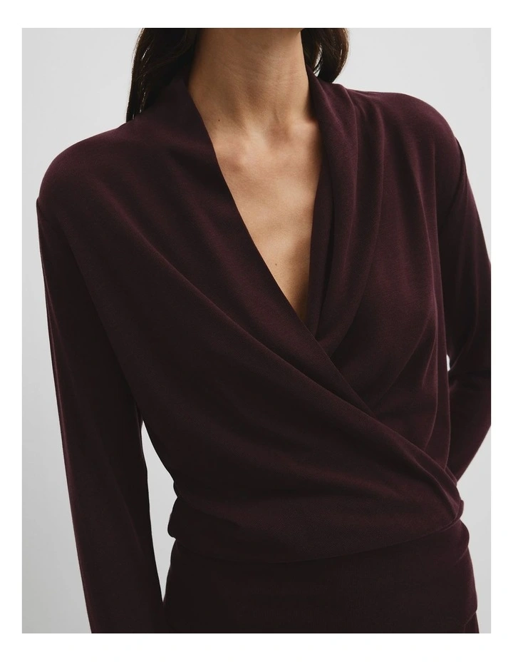 Cowl Neck Top in Mulberry image 3