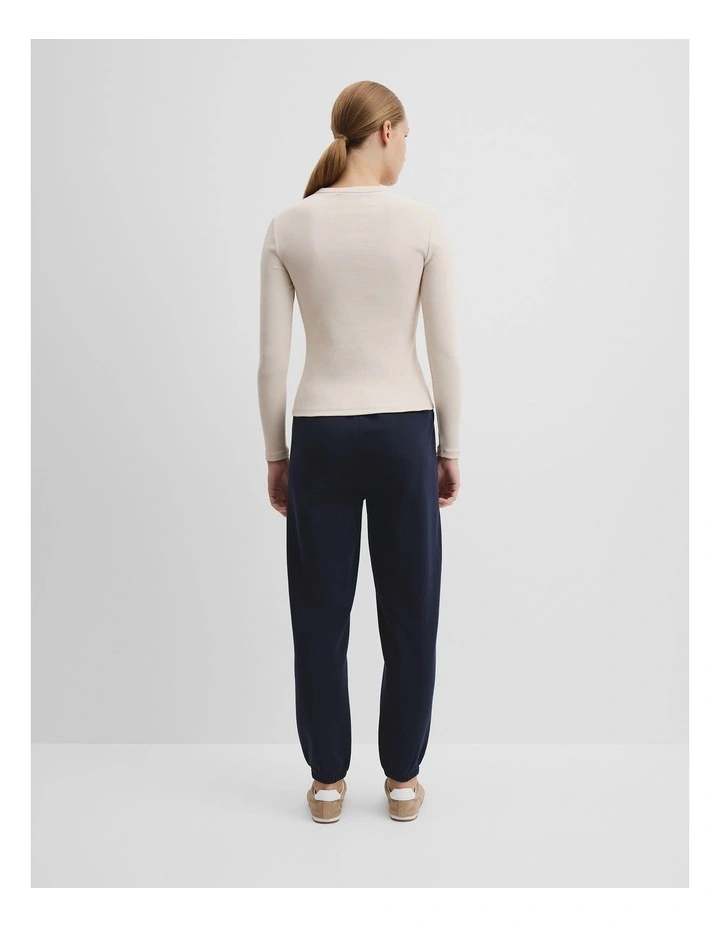 Australian Cotton Blend Rib Henley Top in Nougat image 4