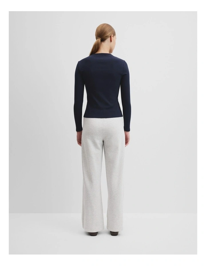 Australian Cotton Blend Rib Henley Top in Navy image 4