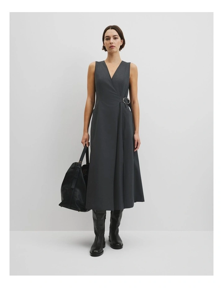 Wool Wrap Dress in Dark Charcoal image 1