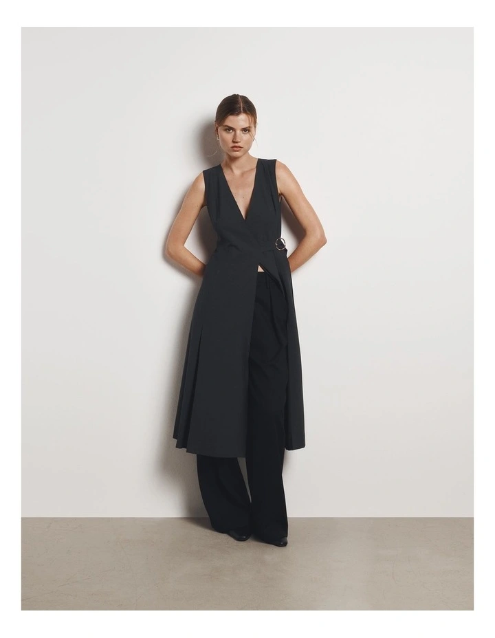 Wool Wrap Dress in Dark Charcoal image 2