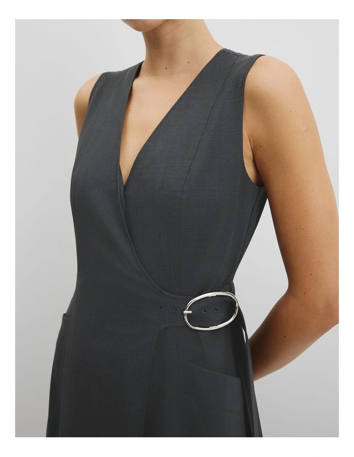 Wool Wrap Dress in Dark Charcoal image 3