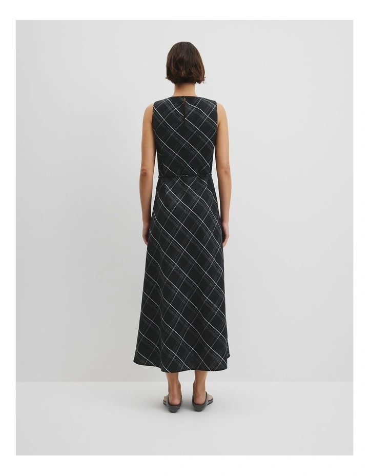 Organically Grown Linen Check Maxi Dress in Black Check image 4