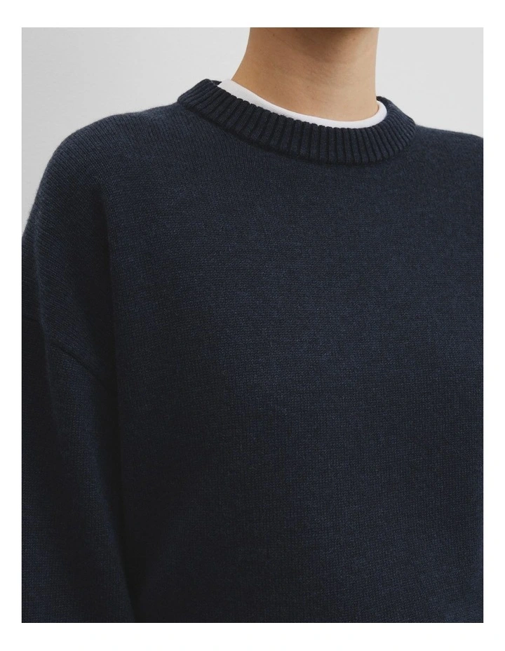 Organically Grown Cotton Blend Crop Crew Neck Knit in Twilight image 2