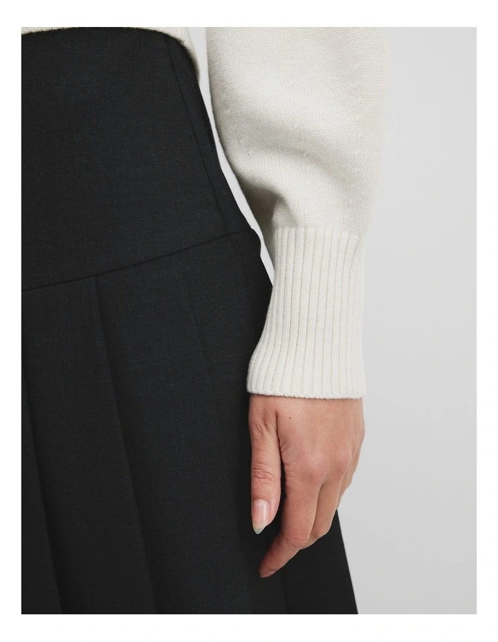 Organically Grown Cotton Blend Crop Crew Neck Knit in Snow Marle image 2